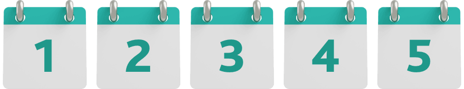 row of 5 calendars