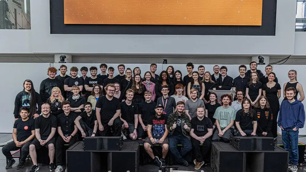 A large group of students sat together in The Spark.